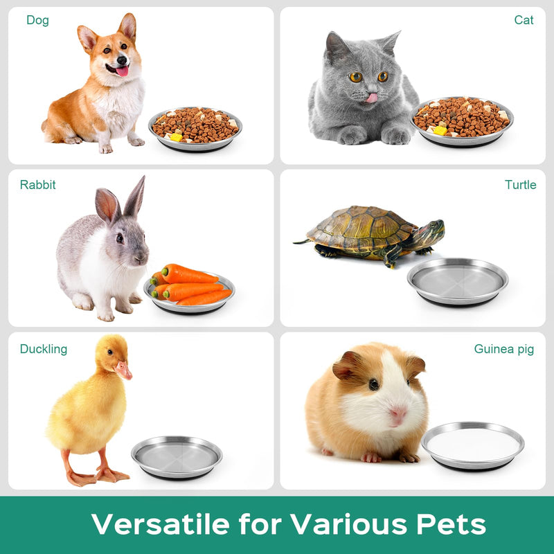 Basic Cat Bowls, Dog Food Bowls, Food Grade 304 Stainless Steel Cat Dishes, Wide and Shallow Design Reducing Whisker Fatigue, Non-Slip Silicone Base, Heavy Duty, Metal Plates for Cat and Puppy (2pack) 2pack - PawsPlanet Australia