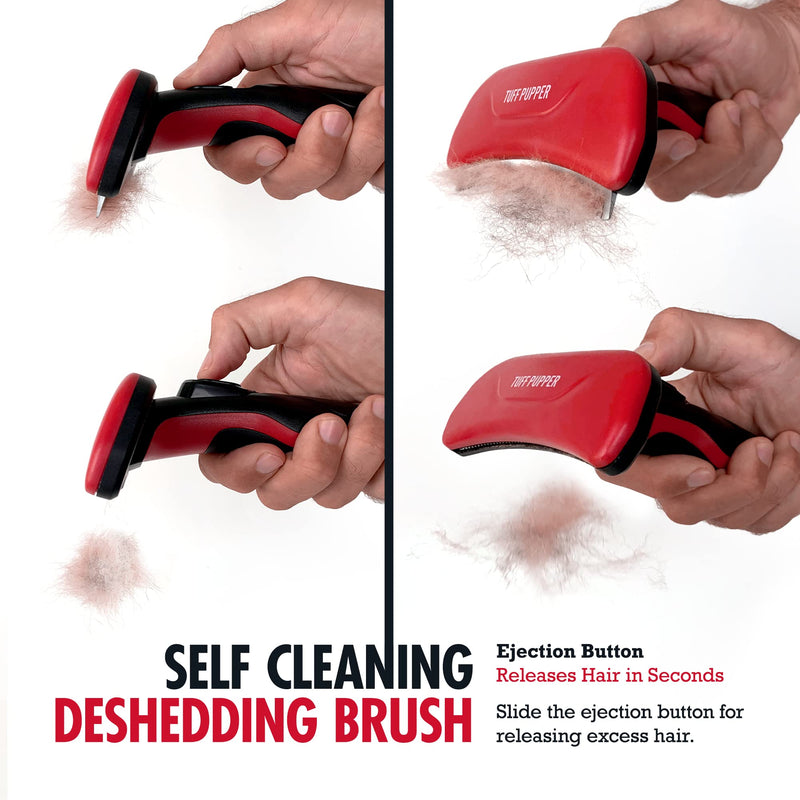 Tuff Pupper Self Cleaning Slicker Brush For Dogs & Cats | One Button Auto Clean | The Ultimate Pet Brush for Removing Loose Fur | Reduces Shedding by up to 95% Deshedding Tool for Long & Short Hair - PawsPlanet Australia