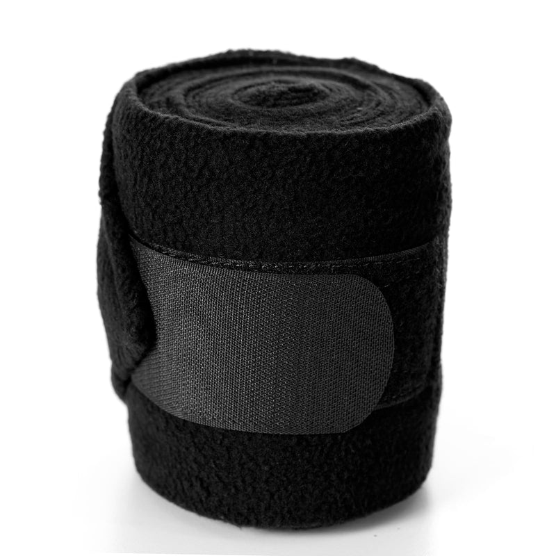 Equinavia Luna 9' Fleece Polo Wraps, Set of 4 Horse Leg Bandages with Storage Bag | Black - One Size - Black - One Size