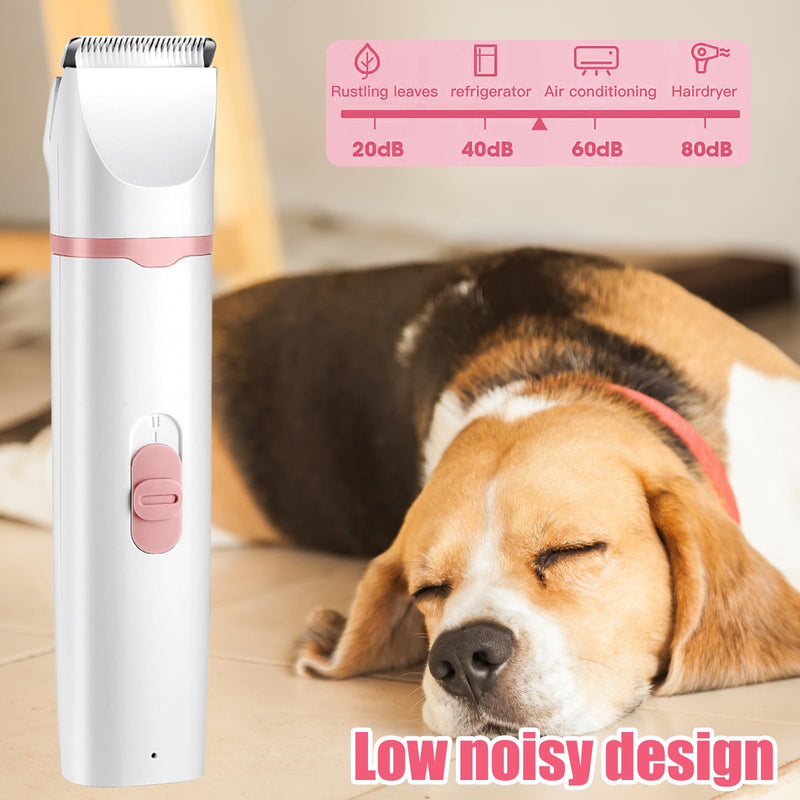 Dog Clippers, 4 in 1 Dog Grooming Kit, Cordless Pet Trimmer for Dogs & Cats, Rechargeable Low Noise USB Pet Shaver Grooming Set for Paws, Eyes, Ears, Face Matted Hair