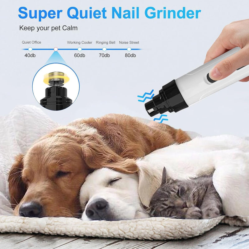 Nail Grinder for Dogs Rechargeable USB Charging Pet Nail Grinder for Dogs and Cats N-ail Trimmer with LED Light & 3 Speeds(1+2*Replacement Head) Dog - PawsPlanet Australia