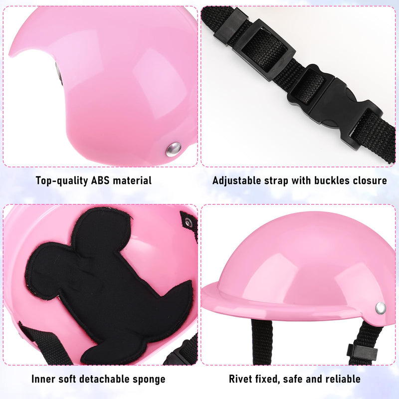 Frienda Dog Helmet and Goggles, UV Protection Doggy Sunglasses and 4 Inch Padded Puppy Motorcycle Helmet Adorable Dog Goggles with Adjustable Belt for Small Dogs Puppy Riding(Pink,M) M Pink