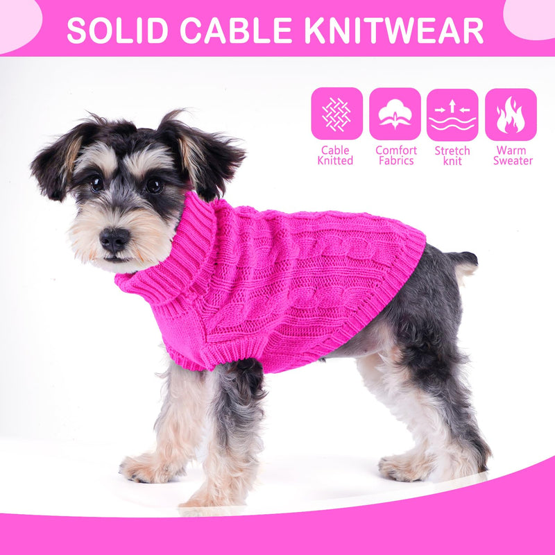 Small Dog Sweater Knitted Dog Sweaters for Small Dogs Girl Winter Puppy Clothes Turtleneck Dog Sweater Cute Dog Clothes Outfit for Chihuahua Classic Solid Dog Knitwear Pet Cat Sweater (Rose, Small) Rose - PawsPlanet Australia
