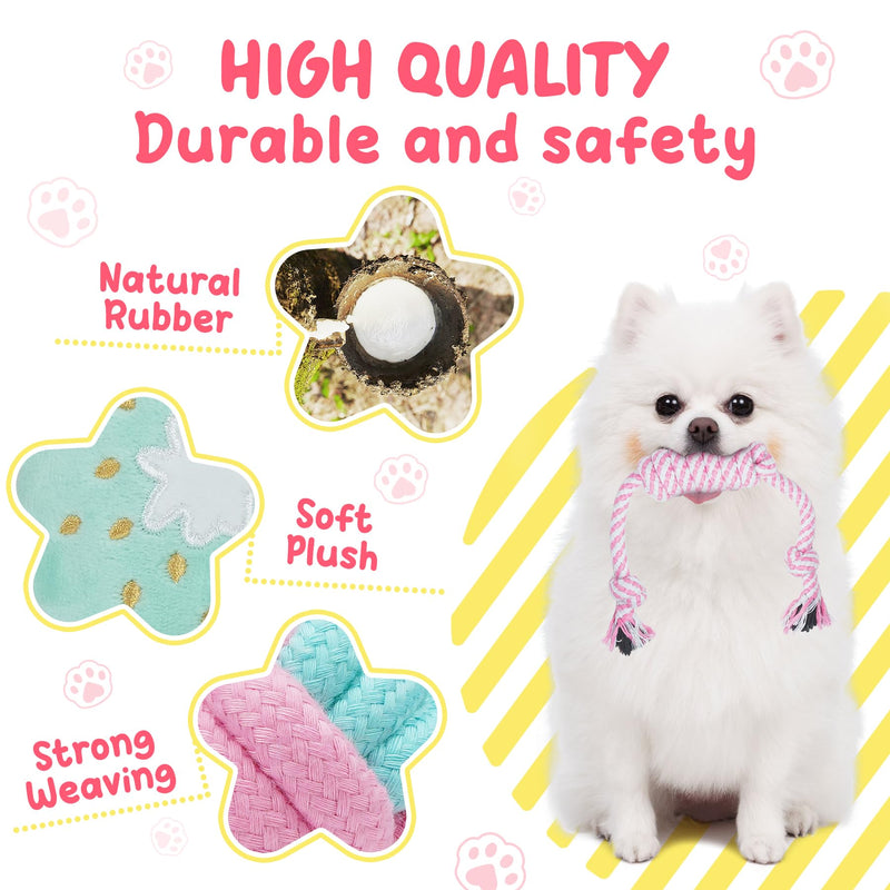XIUGOAL Pink Puppy Toys for Boredom - 23 Pack Puppy Chew Toys for Teething, Interactive Dog Toys for Puppies, Cute Small Dog Toys with Treat Ball, Squeaky Dog Chew Toys and Ropes A - 23 Pack - PawsPlanet Australia