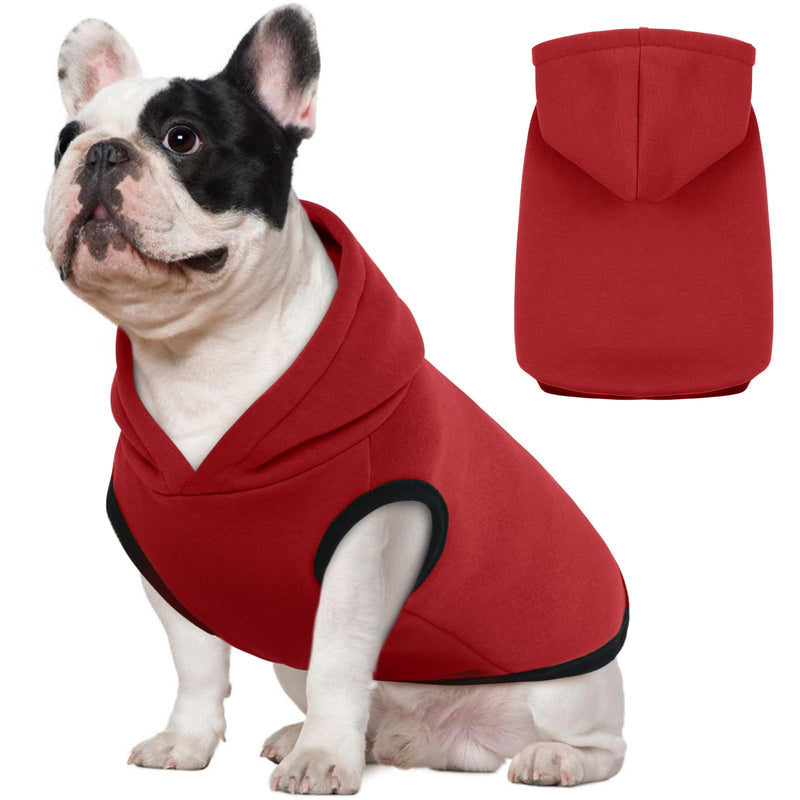 ROZKITCH Dog Hoodie,Winter Dog Fleece Sweaters Pet Warm Sweatshirt Pet Pullover Dog Clothes with Leash Hole Soft Warm Christmas Outfit Puppy Vest for Medium Dogs French Bulldog Clothes Red M M(Chest: 22"-25"; Back:13.7")