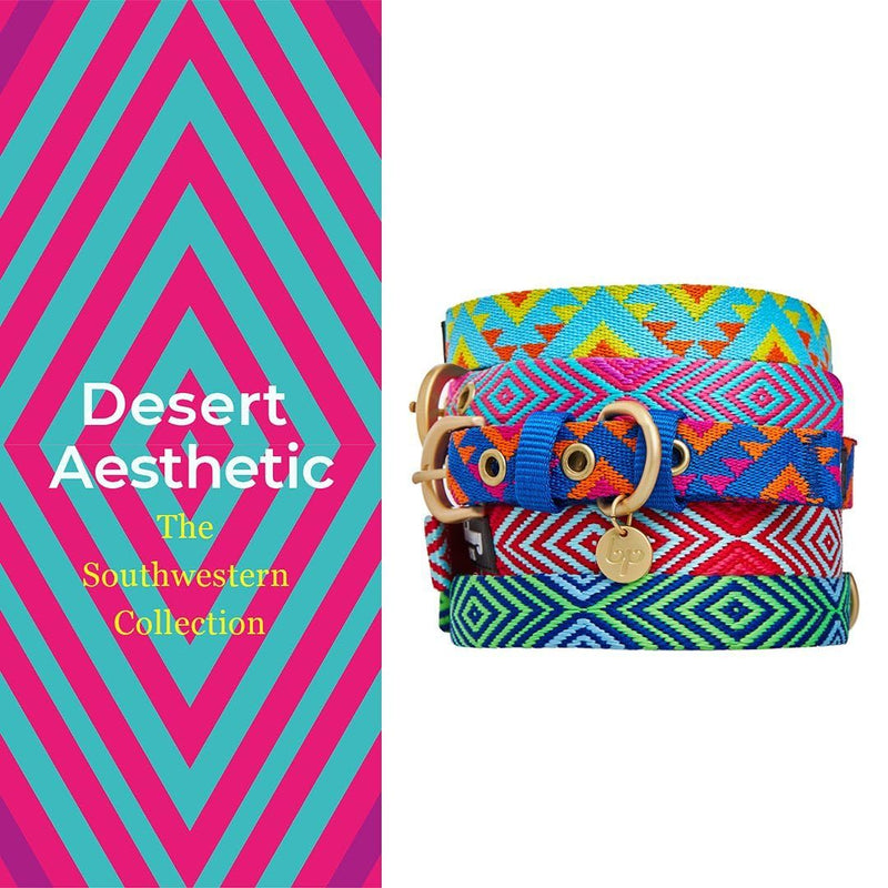 Blueberry Pet Southwestern Tribal Lozenges Stylish Green Adjustable Dog Collar with Metal Buckle, Neck 9-12.5", for Small Breed