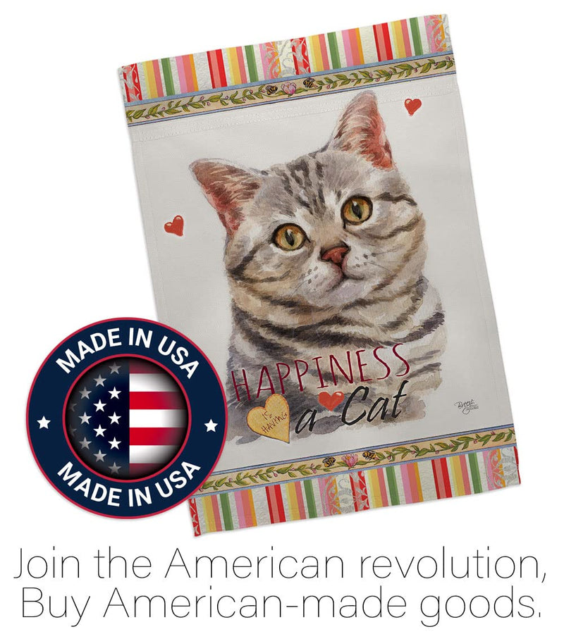 Breeze Decor Gray American Short Hair Happiness House Flag-Pack Cat Kitten Meow Spoiled Paw Fur Pet Nature Farm Animal Creature Applique Banner Small Garden Yard Gift Double-Sided, Made in USA - PawsPlanet Australia
