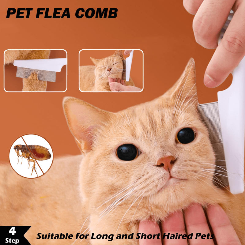 5 Pack Cat Steam Brush Kit - Pet Mist Water Brush for Dogs, Includes Steamy Brush, Undercoat Rake, Bath Brush, Flea Comb - Dynamic Dematting Tool White - PawsPlanet Australia