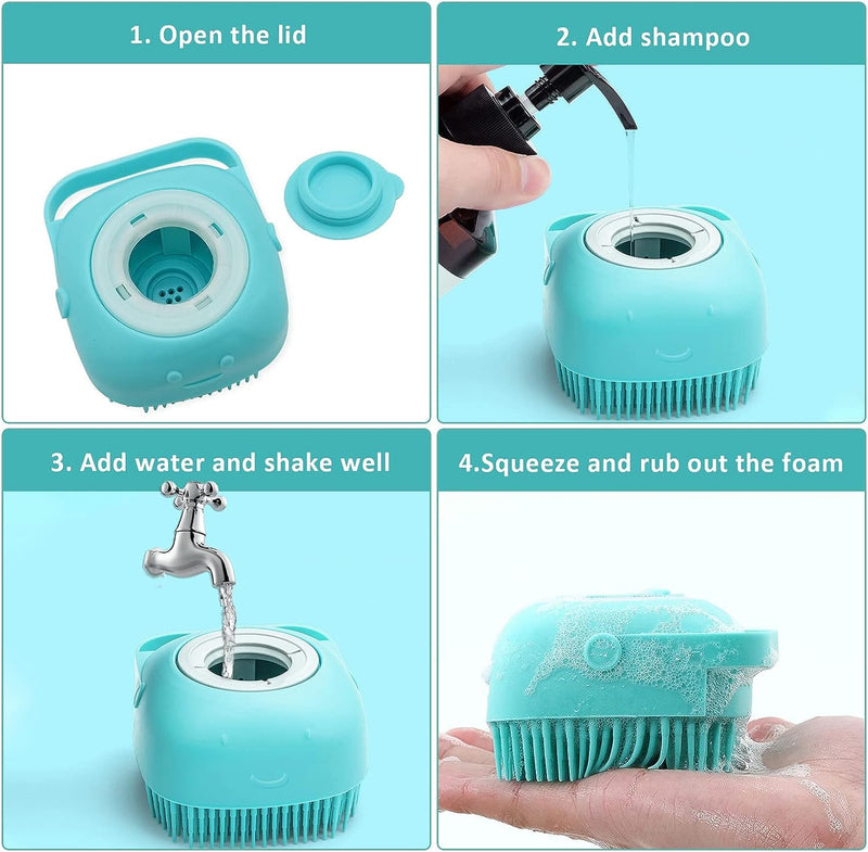 3PCS Dog Bath Brush, Dog Shampoo Brush Dog Scrubber for Bath, No Slipping Pet Shower Grooming Massaging Washing Brush with Adjustable Ring Handle for Short & Long Haired Dogs/Cats (Blue) Blue - PawsPlanet Australia
