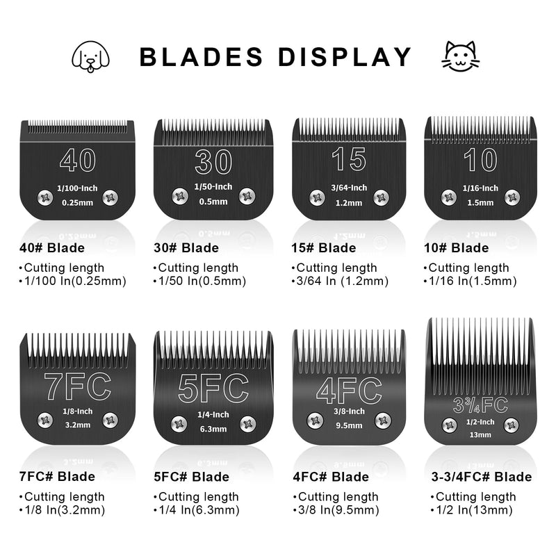 7FC Detachable Pet Dog Grooming Blades, Compatible with Ainds, Oster A5, Wahl KM-10 and Other Series Clippers, Size: 7FC Blade 1/8-Inch 3.2mm Cut Length. Black-3Pcs. 7FC(3.2mm)-Black-3Pcs - PawsPlanet Australia