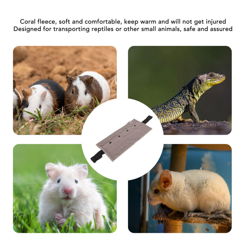 Soft Reptile Sling Carrier with Adjustable Strap, Warm Bearded Dragon Pouch for Lizard, Leopard Gecko, Hamster, Small Animals Grey - PawsPlanet Australia