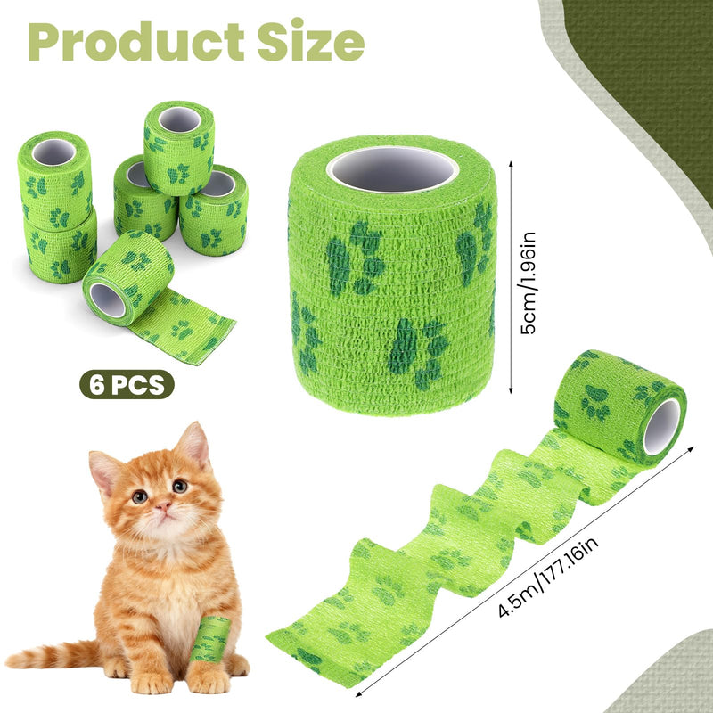 6 Rolls No Chew Bandage for Dogs, Bandage Wrap for Dogs, Self Adhesive Non-Woven Bandage Wrap for Dog Legs Paws Wounds