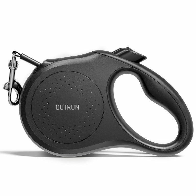 OUTRUN Retractable Dog Leash 16.5 FT Walking Leash up to 55 Lbs, Strong Nylon Tape No Tangle, Heavy Duty One-Handed Brake Lock Perfect for Small & Medium Sized Dogs and Pets Black - PawsPlanet Australia