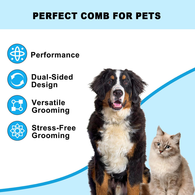 Pet Grooming Brush, Double Sided Undercoat Rake for Dogs & Cats, Professional Deshedding Brush and Dematting Tool, Safe and Effective Removing Knots, Mats, Tangles,and Flying Hair Light Blue - PawsPlanet Australia