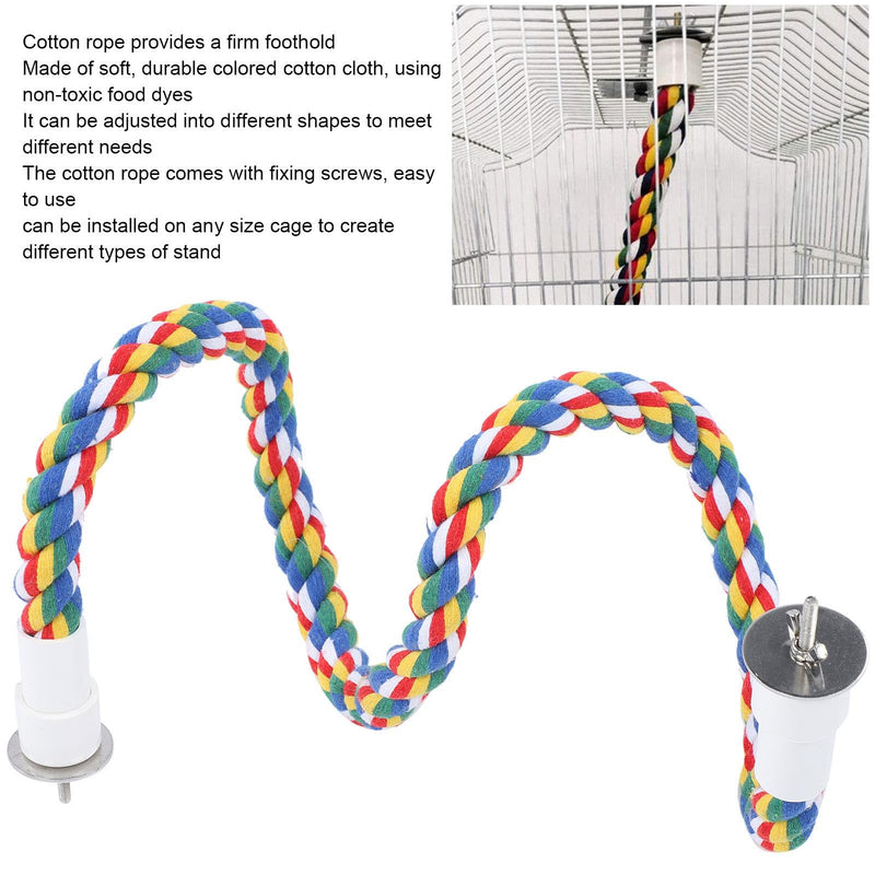 2PCS 60cm/23.6in Bird Rope Perch, 1.8cm Soft Cotton Parakeet Perches, Colorful Bird Cage Accessories with Fixing Screws for Birds to Chew and Stand On - PawsPlanet Australia