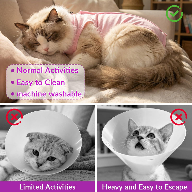 Cat Surgery Recovery Suit Female Medium, Kitten Onesie Bodysuit for Cat After Surgery, Cone of Shame Alternative Suit for Cat Anti Licking Spay Abdominal Wounds Skin Diseases Protection (Purple, M) Purple
