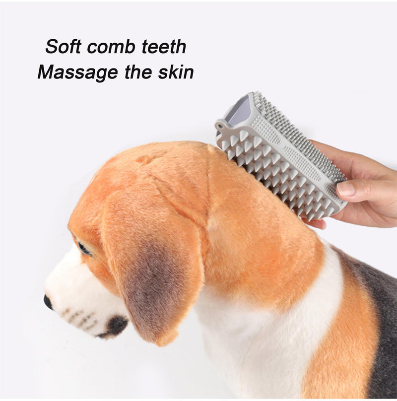 Pet Bath Brush, Suitable for Massage, Grooming, and Hair Removal for Cats and Dogs, Made of Skin Friendly Silicone Material, Deeply Cleanses and is Easy to Wash on Three Sides (rose red) rose red - PawsPlanet Australia