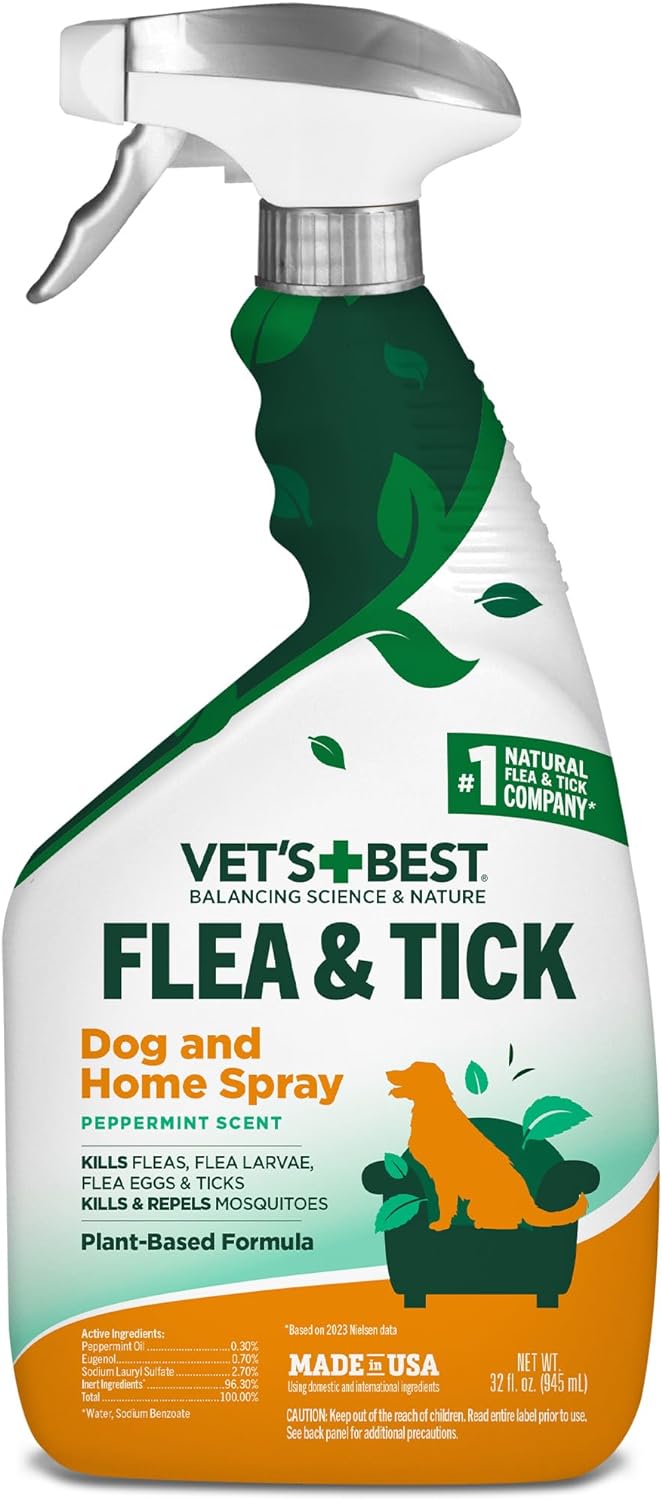 Vet's Best Flea and Tick Easy Spray | Flea Treatment for Dogs and Home | Flea Killer with Certified Natural Oils, 14 oz - PawsPlanet Australia