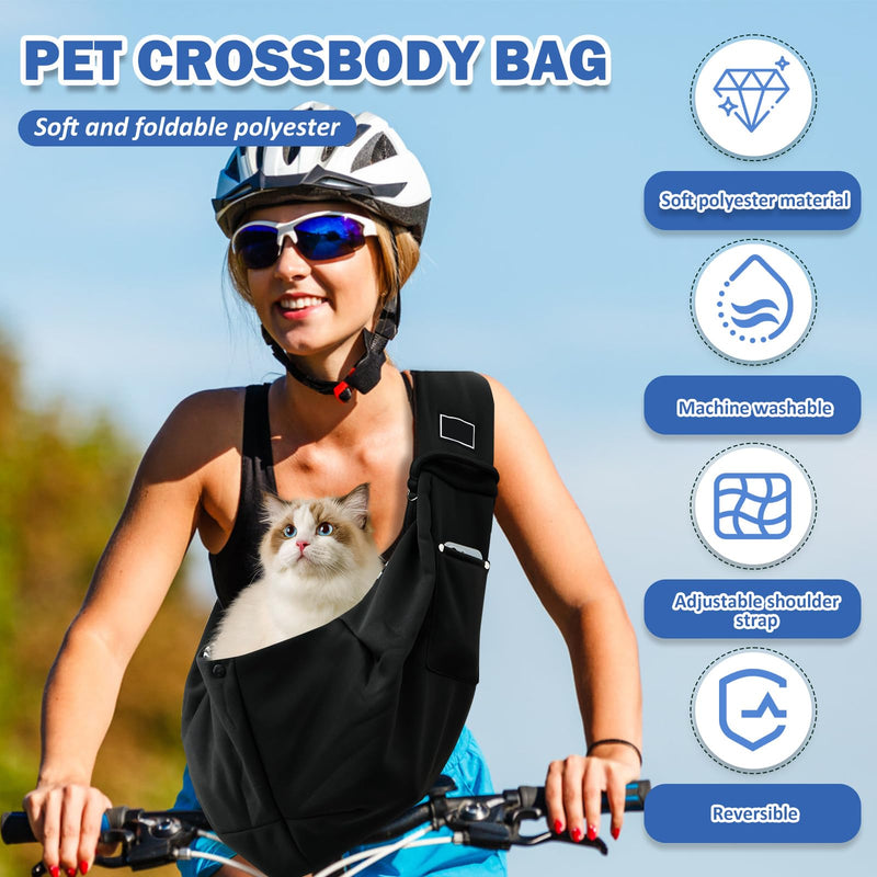 Dog and Cat Sling Carrier, Reversible Pet Papoose Bag, Adjustable Length Cat Sling Strap, Front Facing Dog Carrier Sling, Travel Safety Harness for Outdoor Travel Use - PawsPlanet Australia