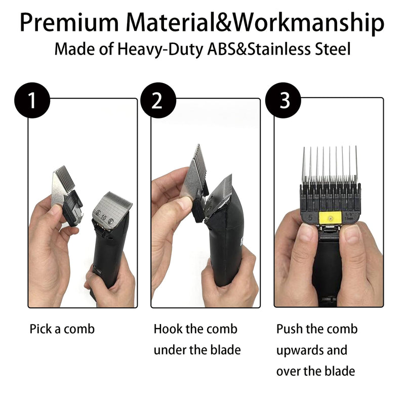 8 Pieces Professional Animal Stainless Steel Attachment Guide Guard Combs for A5 Style Detachable Blade Pet Groomers, Compatible with Wahl KM Series Andis AG BG Oster Classic 76 A5 A6 Animal Clippers - PawsPlanet Australia