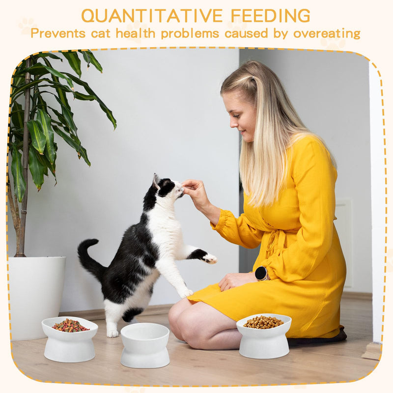 4 Pieces Plastic Tilted Elevated Cat Bowls White Raised Cat Food Bowls Cat Water Bowl Cat Dish Cat Elevated Feeding Bowl for Flat Faced Cats Kitten Kitty Pets Supplies - PawsPlanet Australia