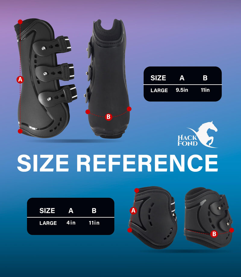 Horse Tendon Boots, Fetlock Boots & Open Front Boots for Jumping, Set of 4, Horse Protection Leg Guard, Black, Horse Size Large - PawsPlanet Australia
