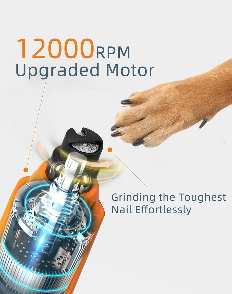 Dog Nail Grinder Super Quiet 45 db 6-Speed Pet Nail Grinder with 2 LED Lights 12000RPM & 3 Grinding Ports Dog Nail Trimmer for Large Medium Small Dogs with Dust Cap & 2 Extra Grinding Head - PawsPlanet Australia