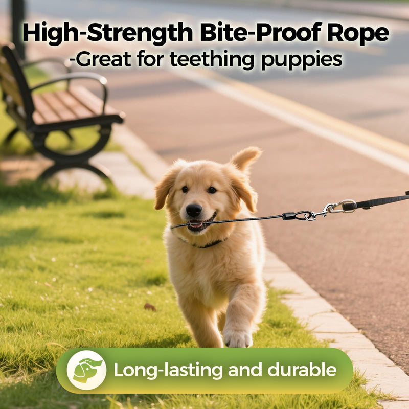 Chew Proof Dog Leash, 2 Pack Metal Cable Lead Collar Extender Non-Tangle Connect Dog Leash for Teething Puppies Small Medium and Large Dogs for Collars and Harnesses (5mm, M) 5mm, M - PawsPlanet Australia
