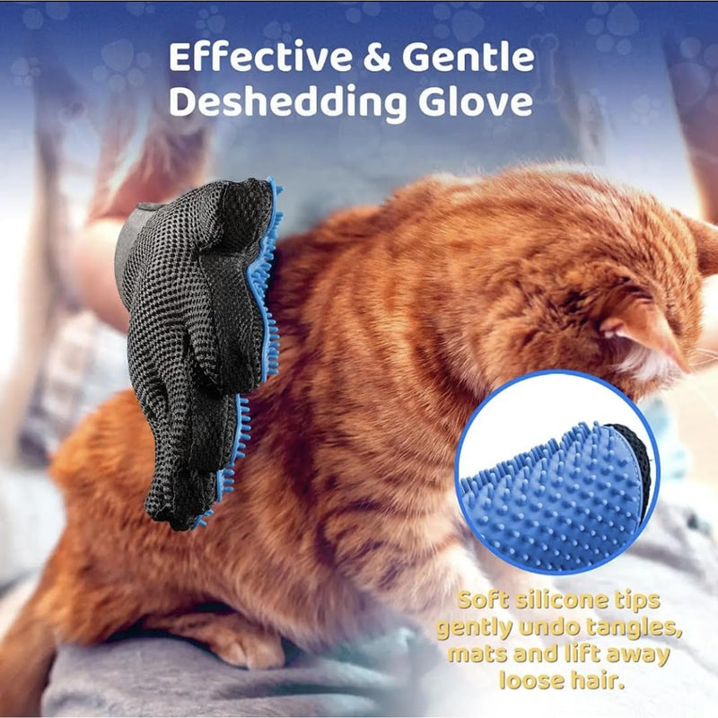 Pet Grooming Glove for Simple Easy Mess-Free Grooming, Grooming Mitt For Dogs, Cats, Rabbits, Horses, Long/Short/Curly/Straight Hair, Pet Hair Gloves For Pet Hair Removal, Easy Clean up - PawsPlanet Australia