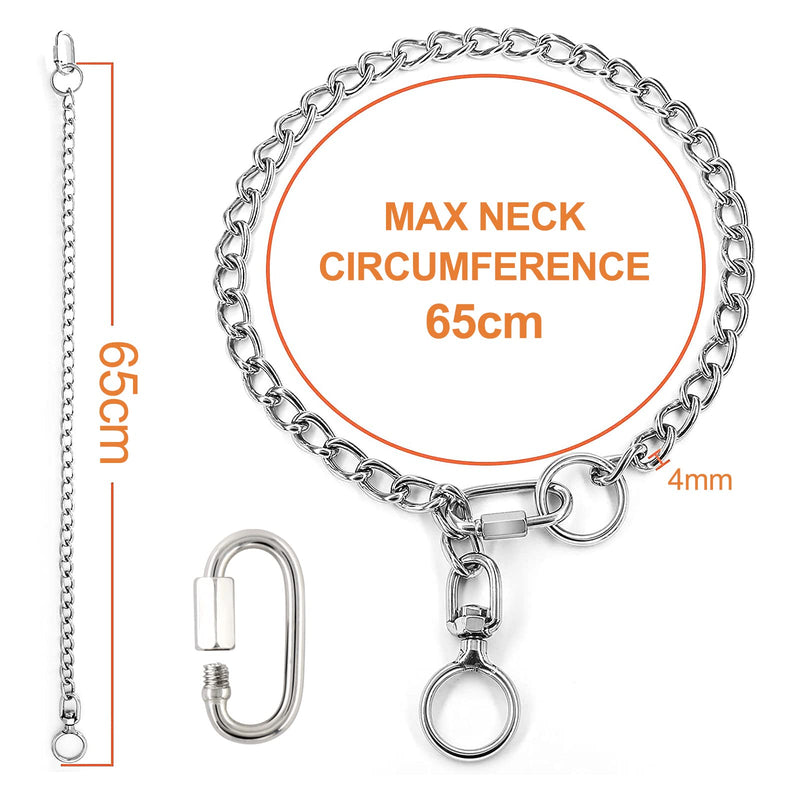 Chain Dog Collar, Stainless Steel Metal Chew Chain Collar with Connecting Clasp for Small Medium Large Dogs (L, A) L