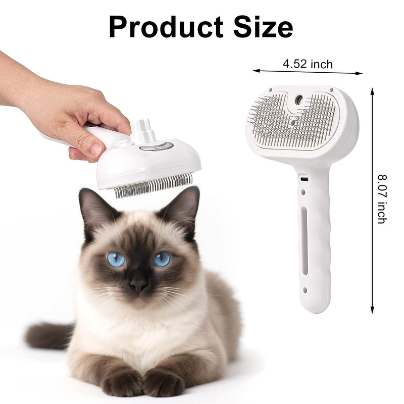 Pet Steam Brush - Three in One Dog Steam Grooming Brush, Hair Removal Deshedding, Magic Wand for Pet Hair, Hairdressing Spray Massage Cat Grooming Comb, White - PawsPlanet Australia