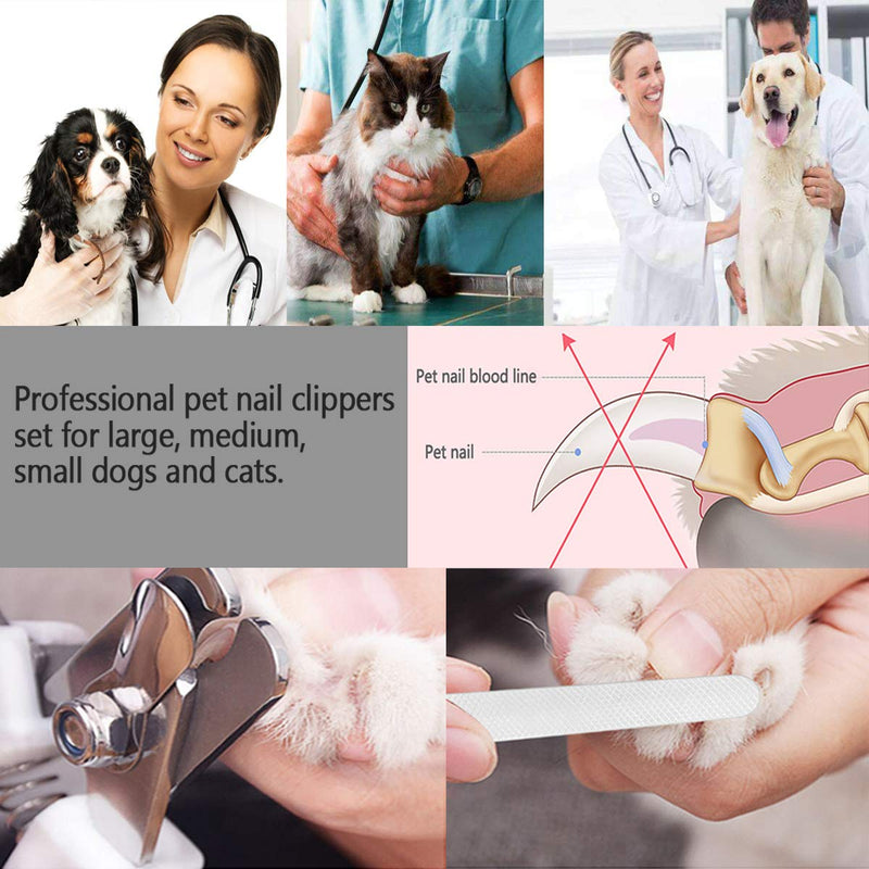 Pet Nail Clippers and Trimmers Set Safety Guard to Avoid Over Cutting Razor Sharp Blades Grooming Tool for All Small Large Dog Cat Red - PawsPlanet Australia
