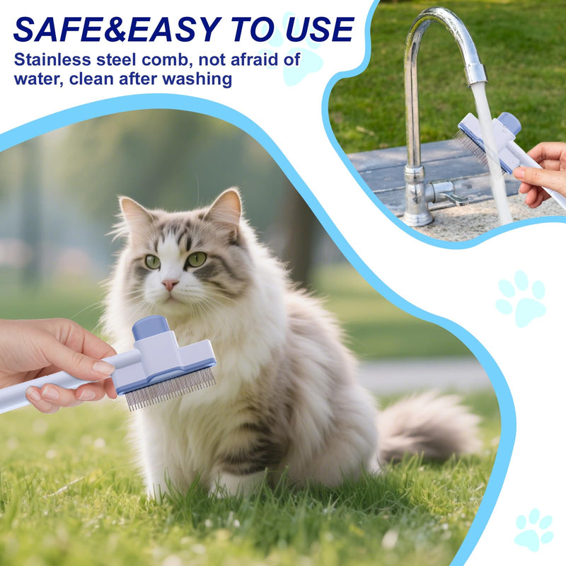 2 Pcs Self-Cleaning Flea Comb for Cats Dogs with Pet Hair Removal Glove – Dual Tooth and Gentle Cat Comb for Long/Short Hair – Ergonomic Zen Brush Cat Grooming/Nit Supplies - PawsPlanet Australia