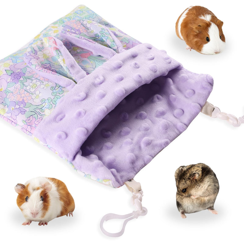 Sugar Gliders Sleeping Pouch Hamsters Velvet Hanging Hammocks Bed Carrier with Strap Squirrels Marmosets Guinea Pig Warm Swing Carry Pouch Cage Accessories for Small Animal (Purple) Purple - PawsPlanet Australia