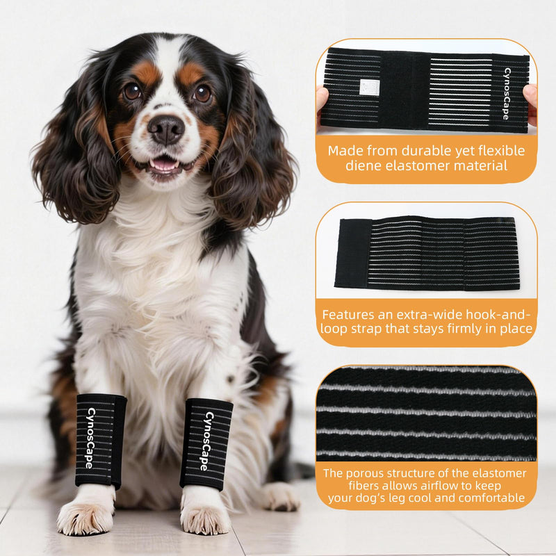 Dog Leg Brace, Black Compression Support Wraps for Front or Rear Legs with Streching Adjustable Strap,Dog Wrist Brace- Leg Sleeve to Stop Licking - Aid in Wound Care and Recovery (Balck, Large)