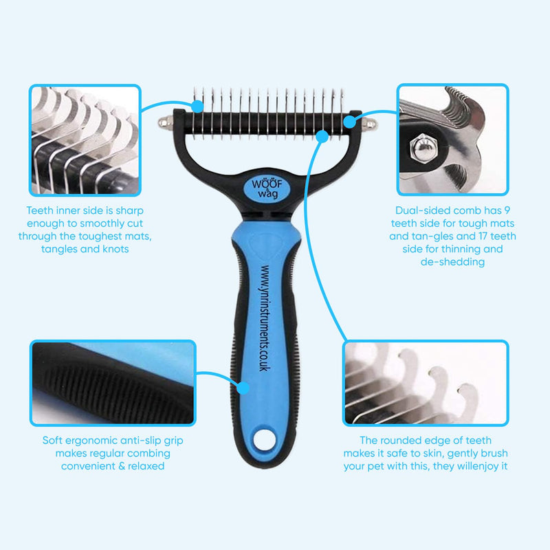 YNR Pet Cat Dog Horses Hair Fur Shedding Trimmer Grooming Dematting Rake Deshedding Comb Brush Tool Kit - PawsPlanet Australia