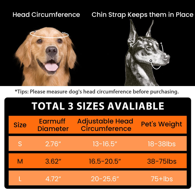 ZOHAN Dog Ear Muffs for Noise Protection, Comfort Dog Noise Cancelling Ear Muffs with Fast Snap Lock for Fireworks, Thunder, Vacuums Black-m - PawsPlanet Australia