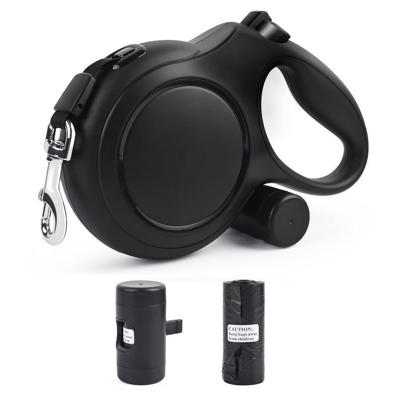 26 ft Retractable Dog Leash - Heavy Duty Retractable Pet Leash with Anti-Slip Grip for Medium to Large Dogs up to 110 lbs (Black) Black - PawsPlanet Australia