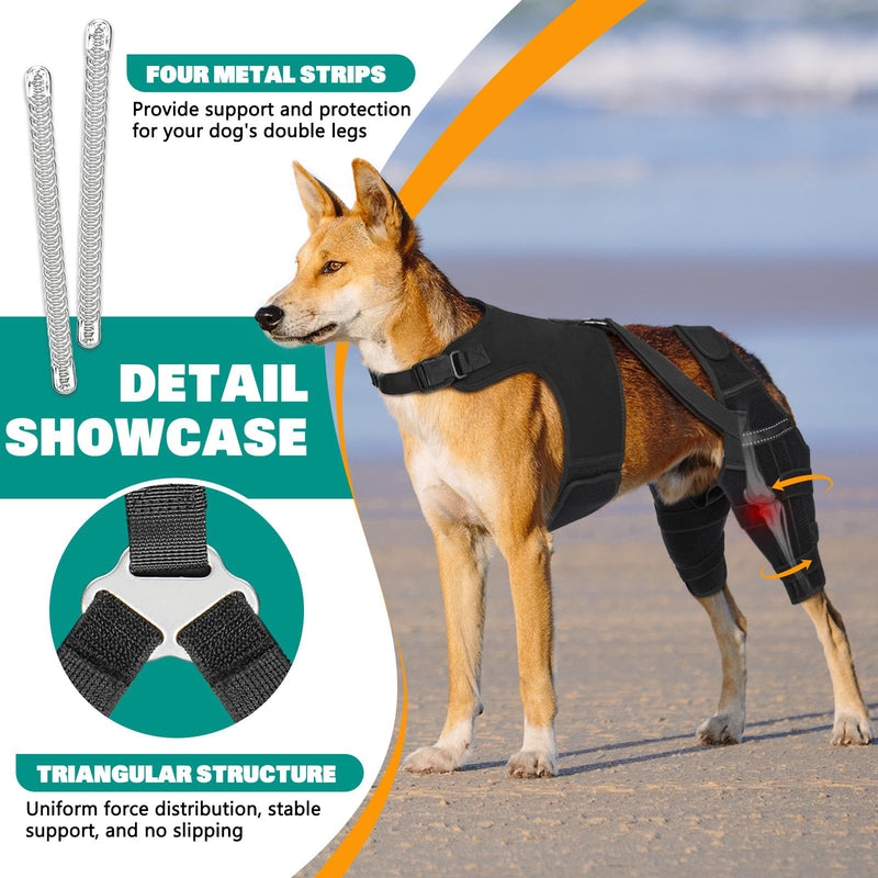 Dog Knee Brace Double Leg Support with Vest - Orthopedic Joint Stabilizer for ACL Tear, Arthritis, Patella Recovery - Adjustable Non-Slip Recovery Brace for Small Middle Large Dogs (Middle)