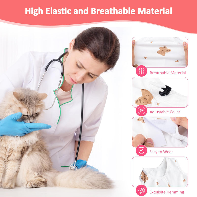 2 PCS Cat Recovery Suit Female Cat Onesie for Cats After Surgery Spay Abdominal Wounds, Kitten Surgery Recovery Suit Female Breathable E-Collar Alternative Kitten Onesie Anti Licking Medium Sheep+Bear