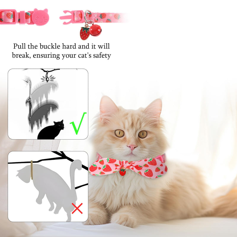 2 Packs Bow Kitten Collar Breakaway with Bell & Pendant Adjustable Kitten Collars with Safety Buckle for Girl Boy Cats Puppy and Small Pets (Pink+Yellow) - PawsPlanet Australia