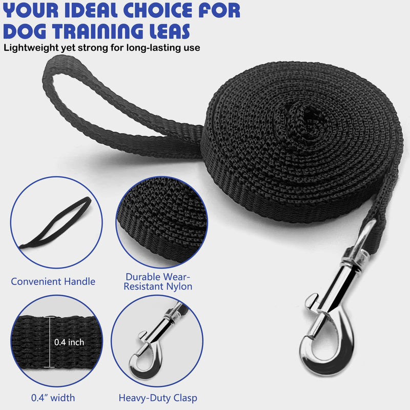Dog Training Leash for Small Dogs, 6ft Nylon Puppy Obedience Recall Training Agility Lead for Small Medium Breeds, Pet Rope with 360° Swivel Clasp, Lightweight, (Black, 2/5 in x 6 ft) - PawsPlanet Australia