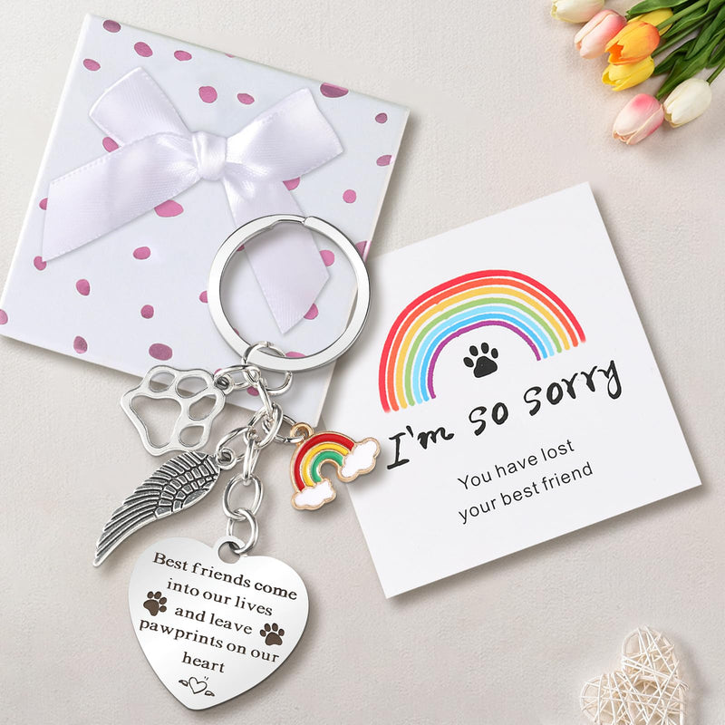 Pet Memorial Keychain Cat and Dog Memorial Gifts, Memorial Gifts for Loss of Pet Leave Pawprints on Our Heart Rainbow Bridge Pet Keychain Memorial Gift - PawsPlanet Australia