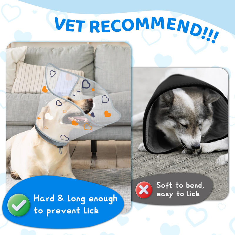 Supet Dog Cone for Dogs After Surgery, Comfortable Dog Cones for Large Dogs to Stop Licking, Soft Dog Cone Collar with Protect Neck Fabric, Protective Elizabethan Collar for Medium Small Dogs Love L L (Neck:14.5-18.0 in)