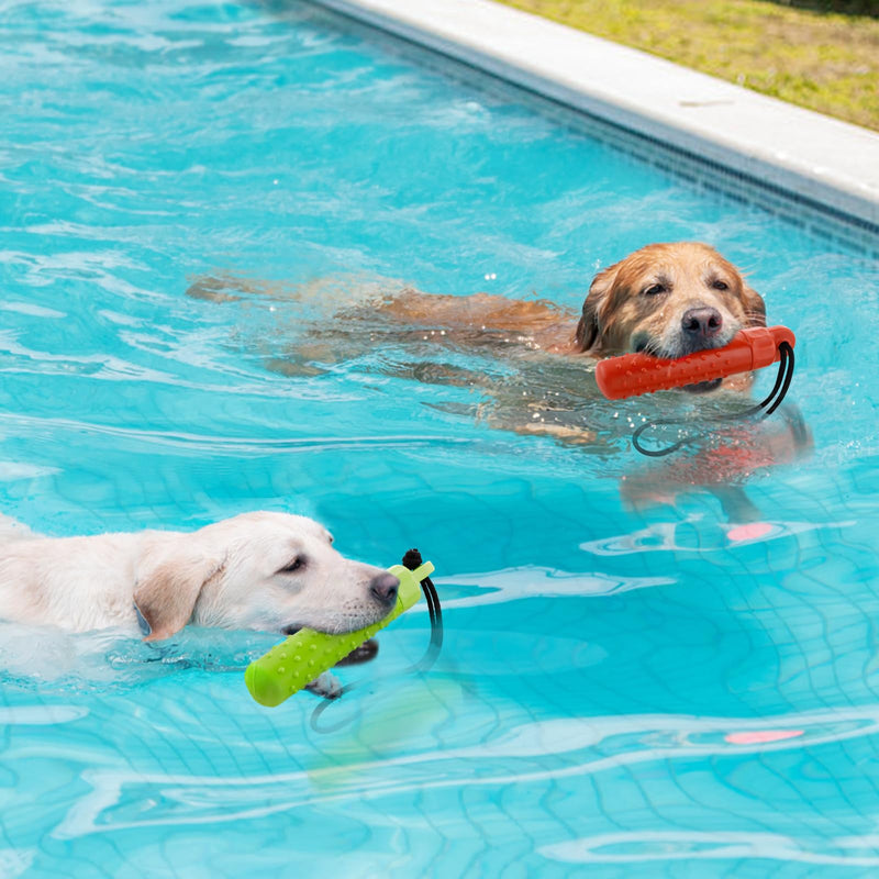 MEWTOGO Floating Dog Pool Toys - Interactive Fetching Dog Water Toys for Hiding Food, Lightweight TPR Bumper Toys with Rope for Summer Dogs Outdoor Training Playing, 2Pcs