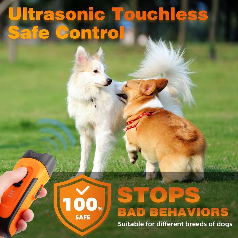 Ultrasonic Dog Bark Deterrent Devices, 50 FT Range Anti Barking Device for Dogs, Indoors Outdoors Effective Stop Barking Own or Neighbors Dog, Safe & Humane Dog Behavior Training Control Device Orange - PawsPlanet Australia