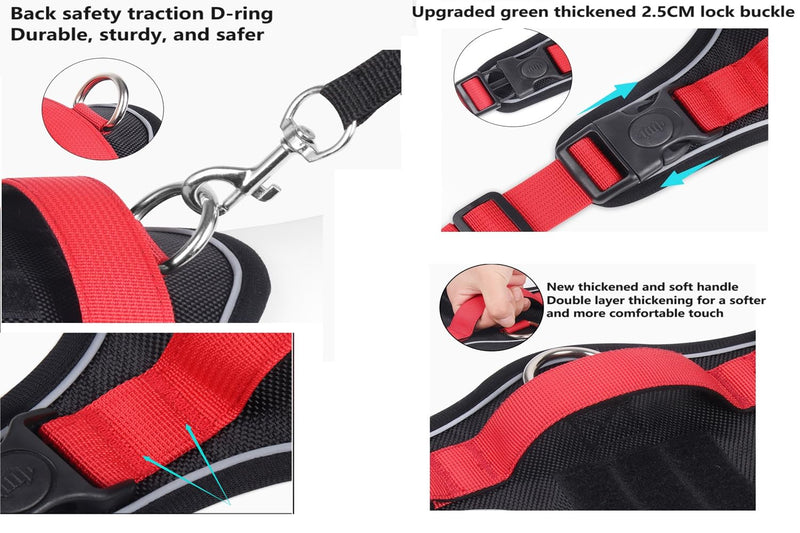 Dog Harness with Handle Tactical Large,No Pull Adjustable Reflective Military Dogs Vest for Labrador Retriever,Husky, German Shepherd Dog (Black/Red, Large) Black/Red - PawsPlanet Australia