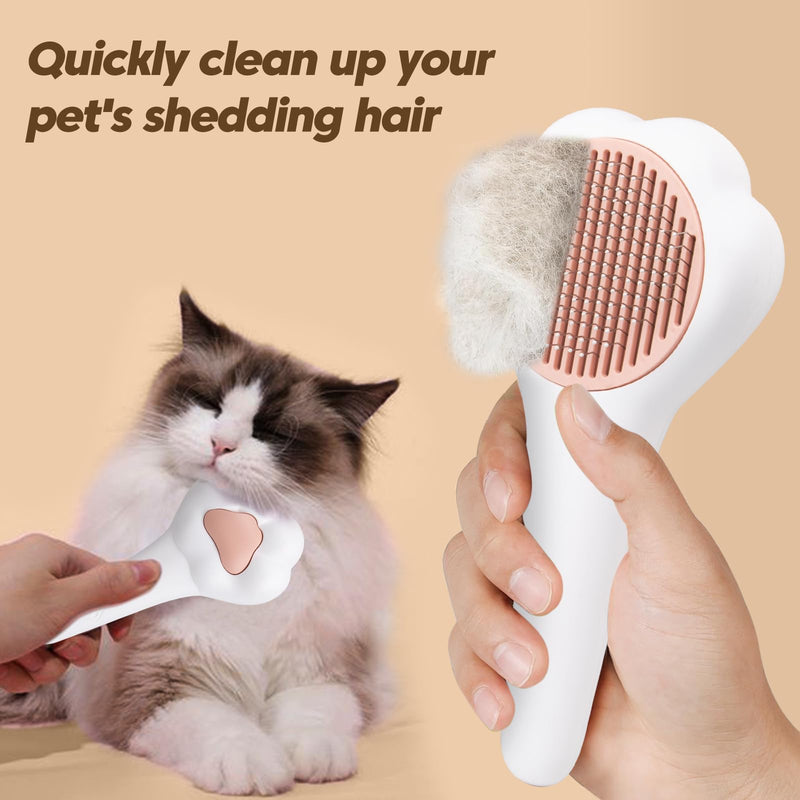 Self-Cleaning Cat Brush for Shedding with Cat Nail Clippers 2-Piece Set,Cat Brushes for Indoor Cats and Cat Nail Trimmer with Safety Guard Protective,Pet Hair Removal Tool for Cats and Dogs - PawsPlanet Australia