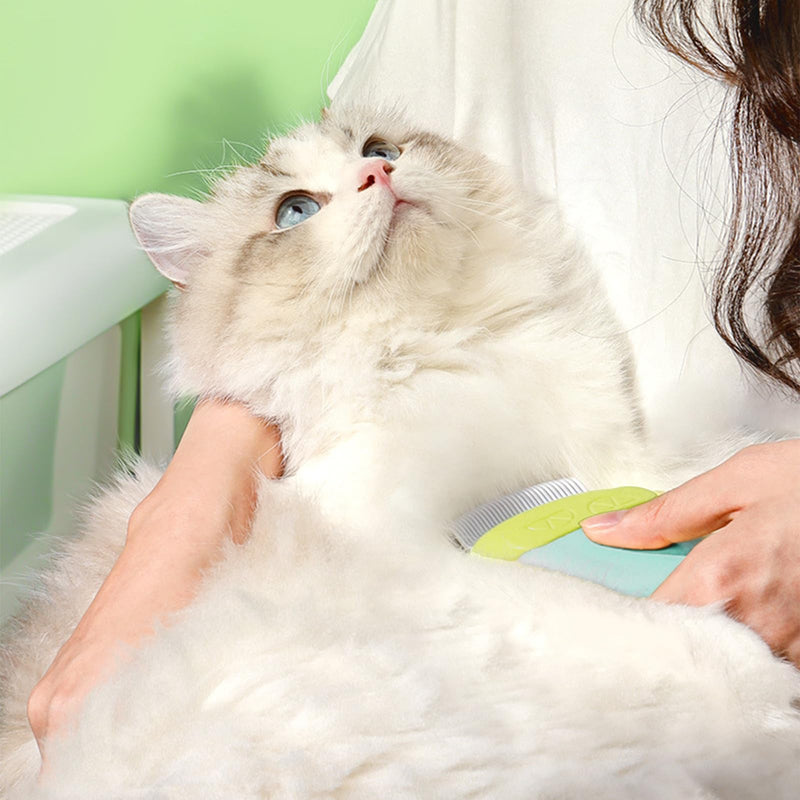 Cat Brush for Shedding – Dual-Function Cat Comb & Small Dog Brush, Furminator for Cats, Fresh Design for Grooming (Blue) Blue