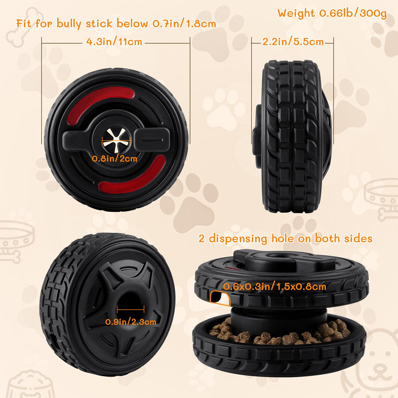 3-in-1 Dog Treat Toy for Aggressive Chewer, Natural Rubber Dog Enrichment Toy, Chew Toy, Bully Stick Holder, Lick Toy with Silicone Mold Black-Red - PawsPlanet Australia